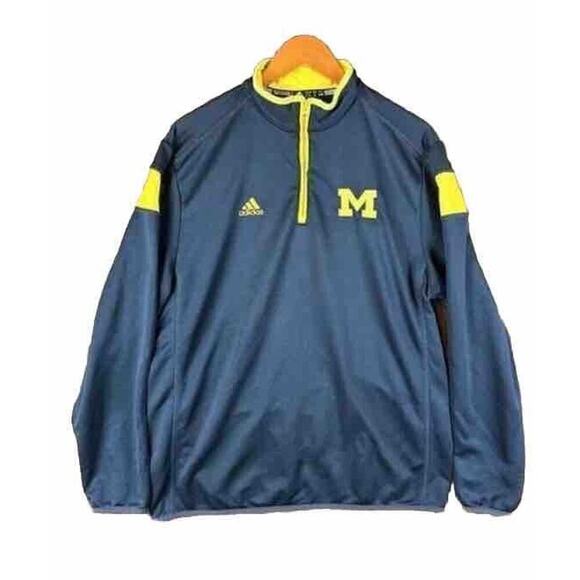 U of M Adidas Men’s Large Team Issued University of Michigan 1/4 Zip Pullover - Picture 1 of 7